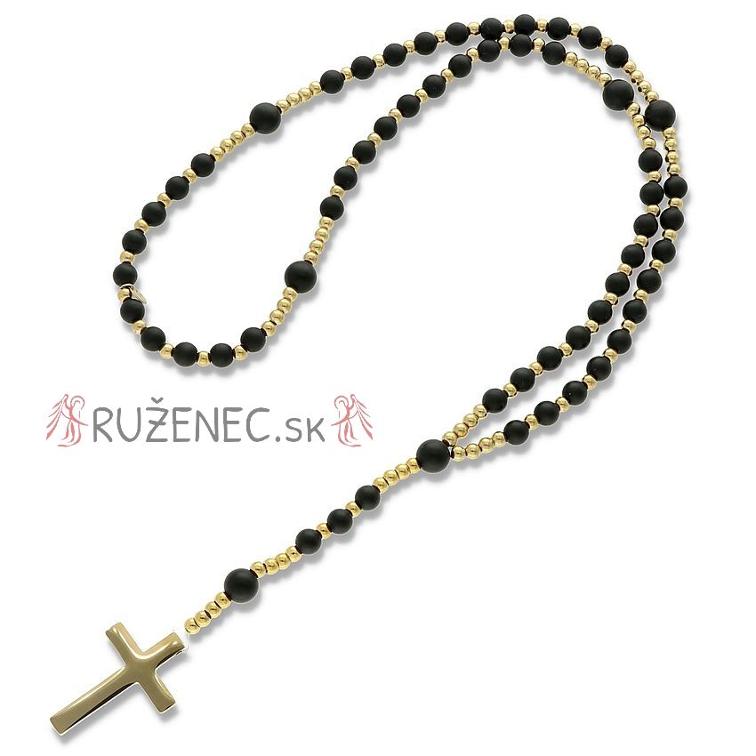 Exclusive Rosary on elastic - black agate pearls