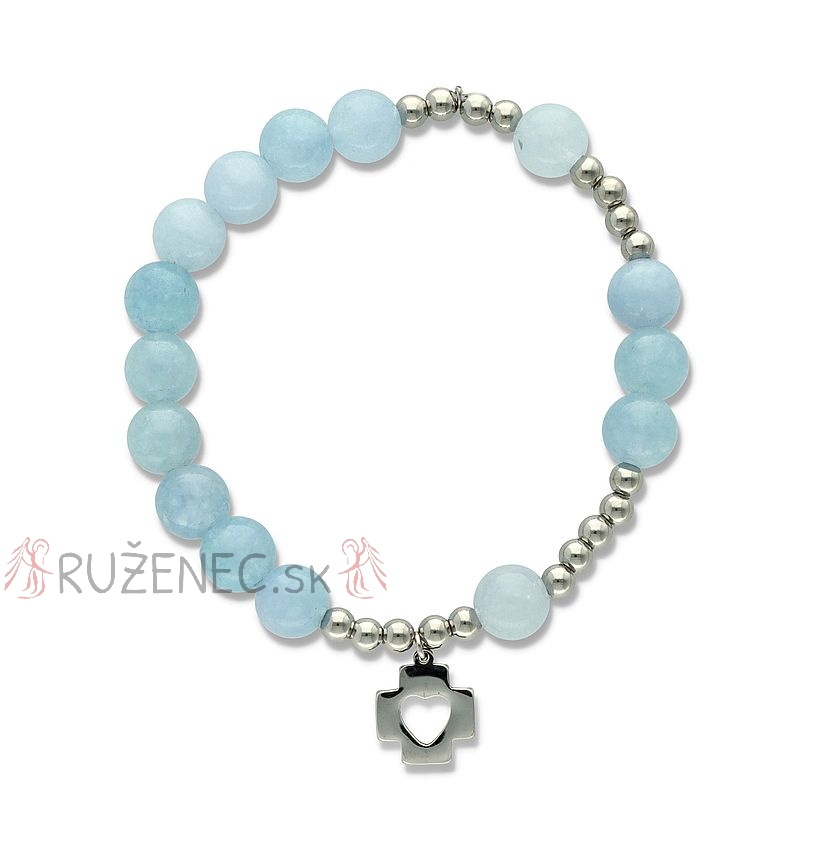 Exclusive Rosary Bracelet on elastic - aquamarin pearls