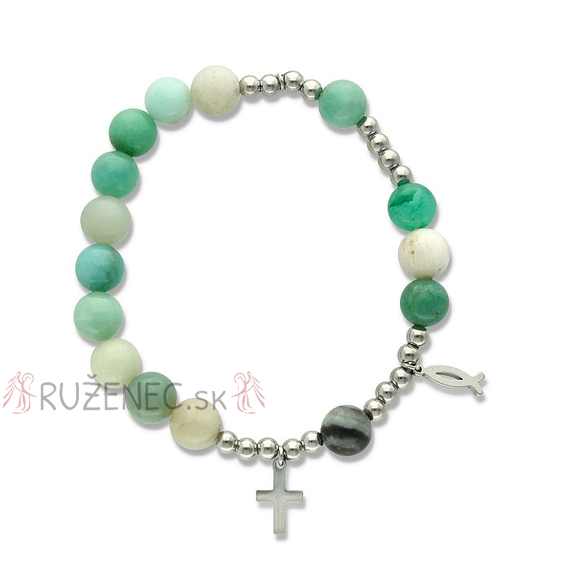 Exclusive Rosary Bracelet on elastic - amazonite pearls