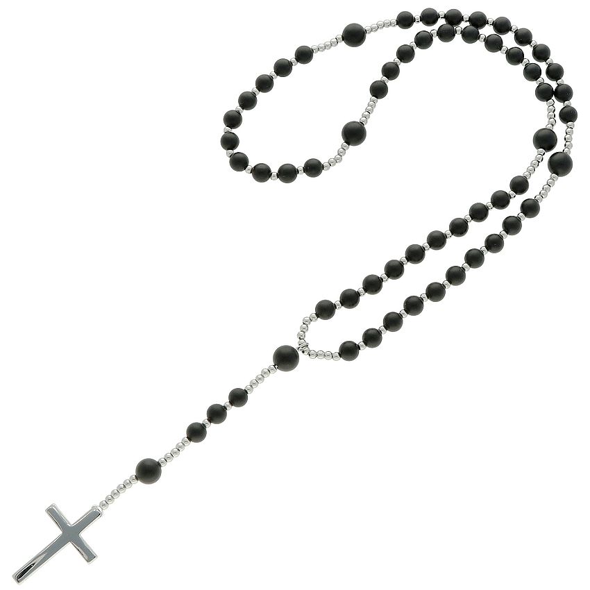 Exclusive Rosary on elastic - black agate pearls