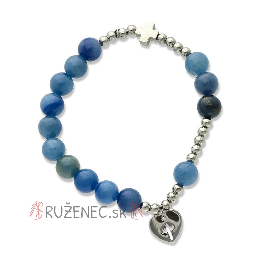 Exclusive Rosary Bracelet on elastic - blue aventurin pearls