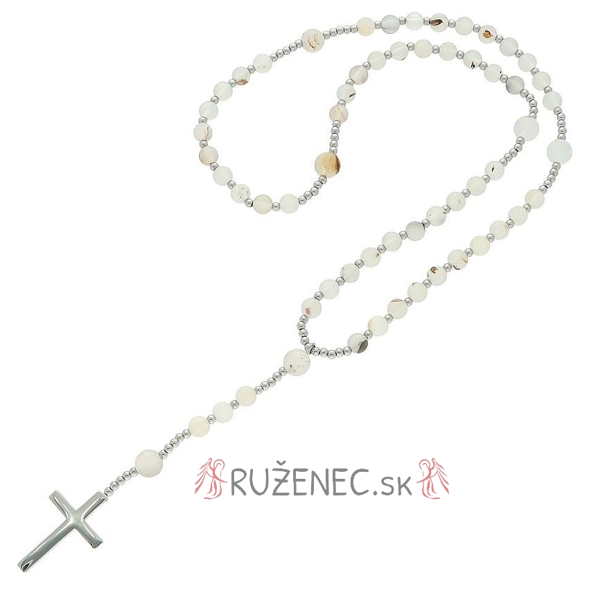 Exclusive Rosary on elastic - white agate pearls