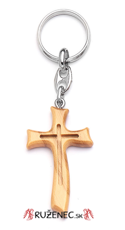 Key chain with Cross - olive wood