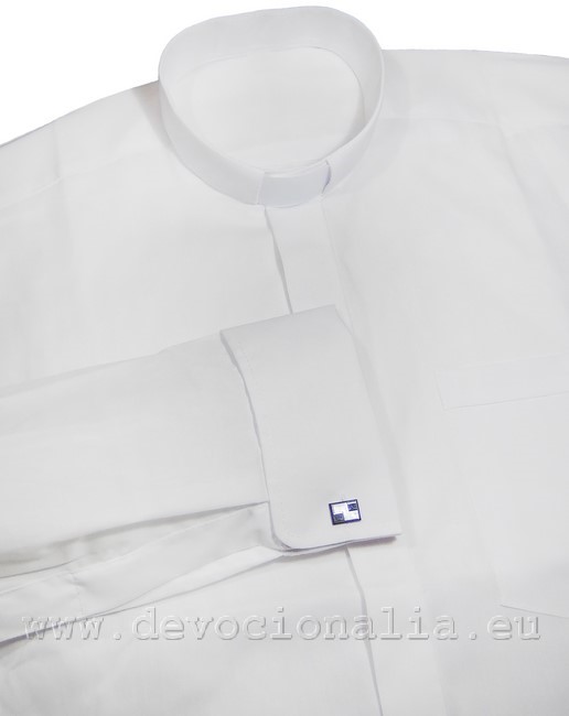 White Clergy shirt - cuff buttons