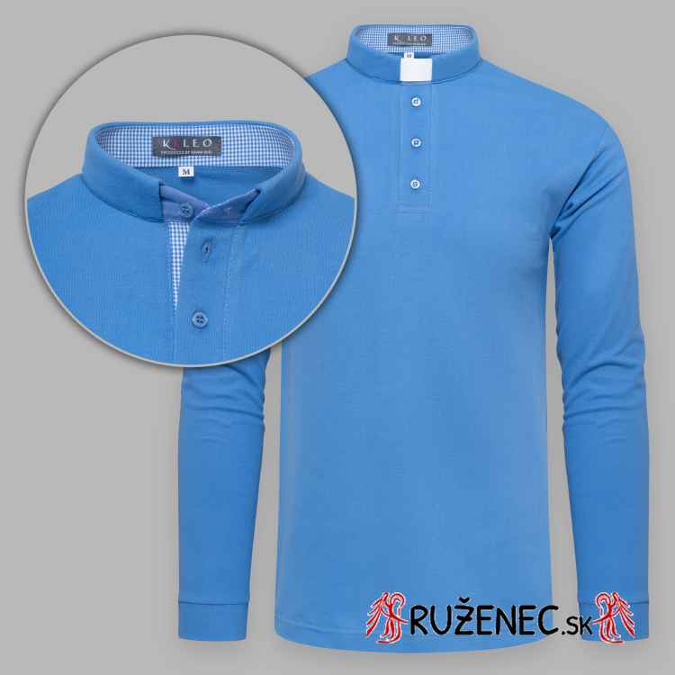 Clergy polo shirt with long sleeves - blue