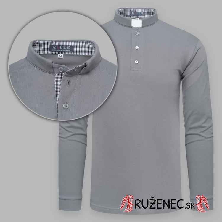 Clergy polo shirt with long sleeves - gray