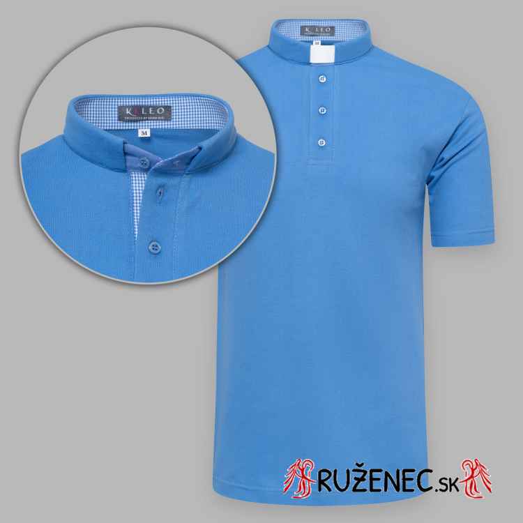 Clergy polo shirt with short sleeves - blue