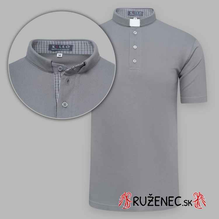 Clergy polo shirt with short sleeves - gray