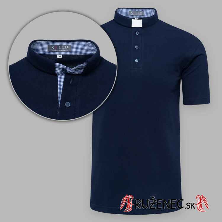 Clergy polo shirt with short sleeves - dark blue