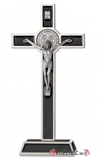 Metallic cross 21cm - St. Benedict - black