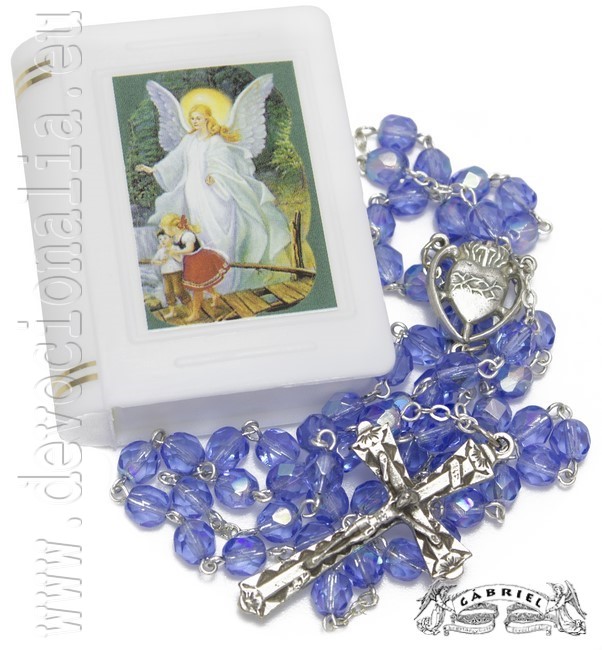 Rosary with plastic box - blue