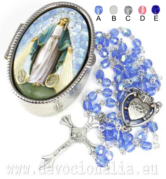 Rosary with zinc alloy box 3x5cm - ST