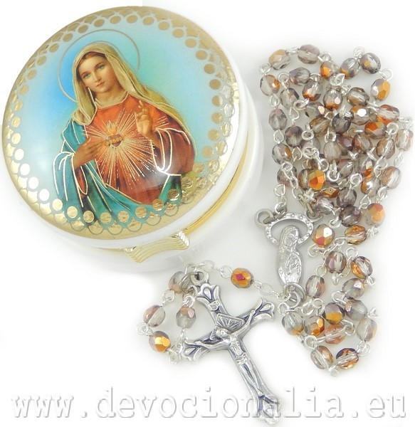 Rosary with white box 5cm - Immaculate Heart of Mary