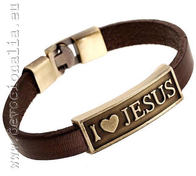 Christian Leather Bracelet  -  I Love Jesus - BR