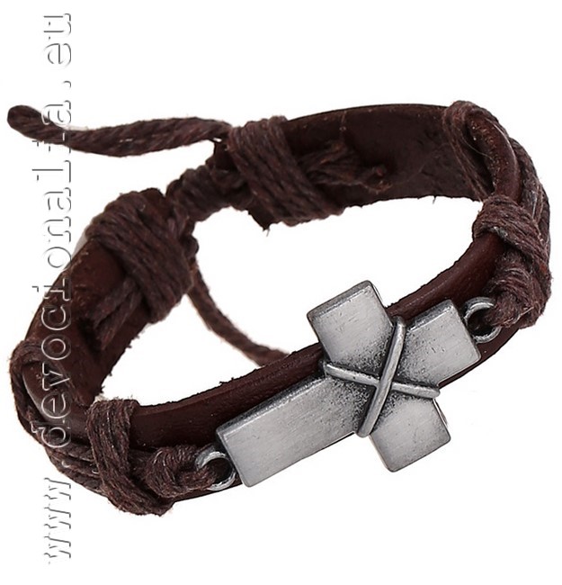 Christian Leather Bracelet - Cross