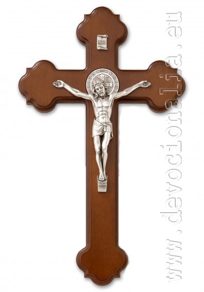 Wood cross 23cm - St. Benedict