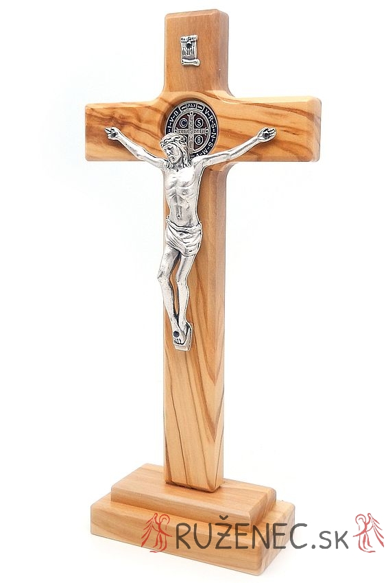 Wooden cross with base 22cm - olive wood
