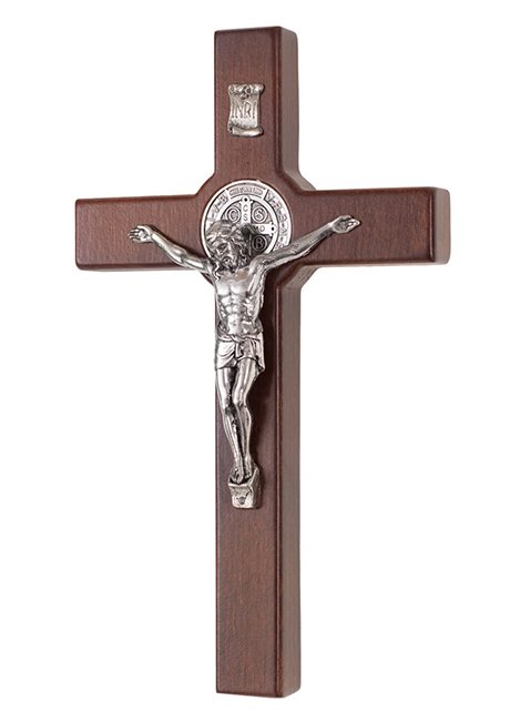 Wood cross 22cm - St. Benedict