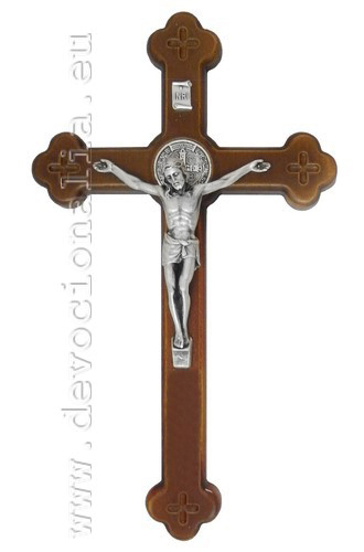 Wood cross 20cm - St. Benedict