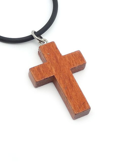 Pendant on Leather Cord - brown cross 3cm