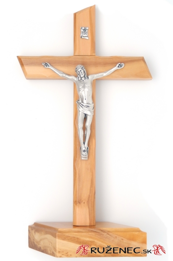 Wooden cross with base 23cm - olive wood