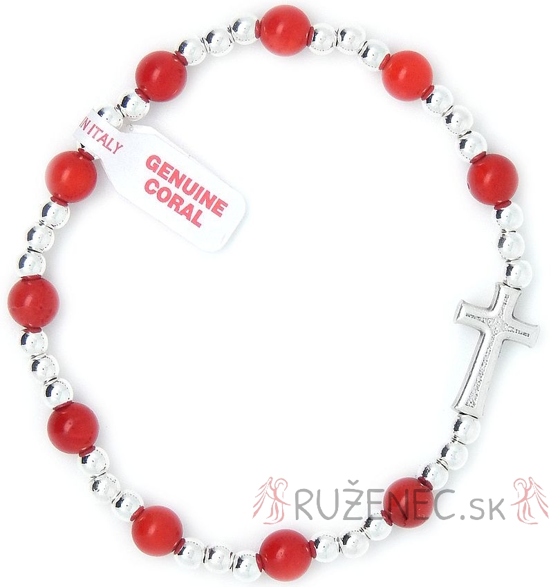 Coral Rosary Bracelet on elastic