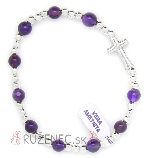 Amethyst Rosary Bracelet on elastic
