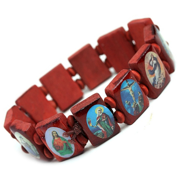 Bracelet with saints - wood