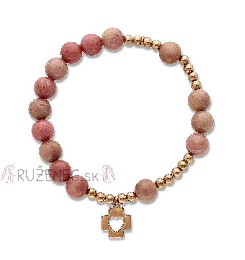 Exclusive Rosary Bracelet on elastic - rodochrozit pearls