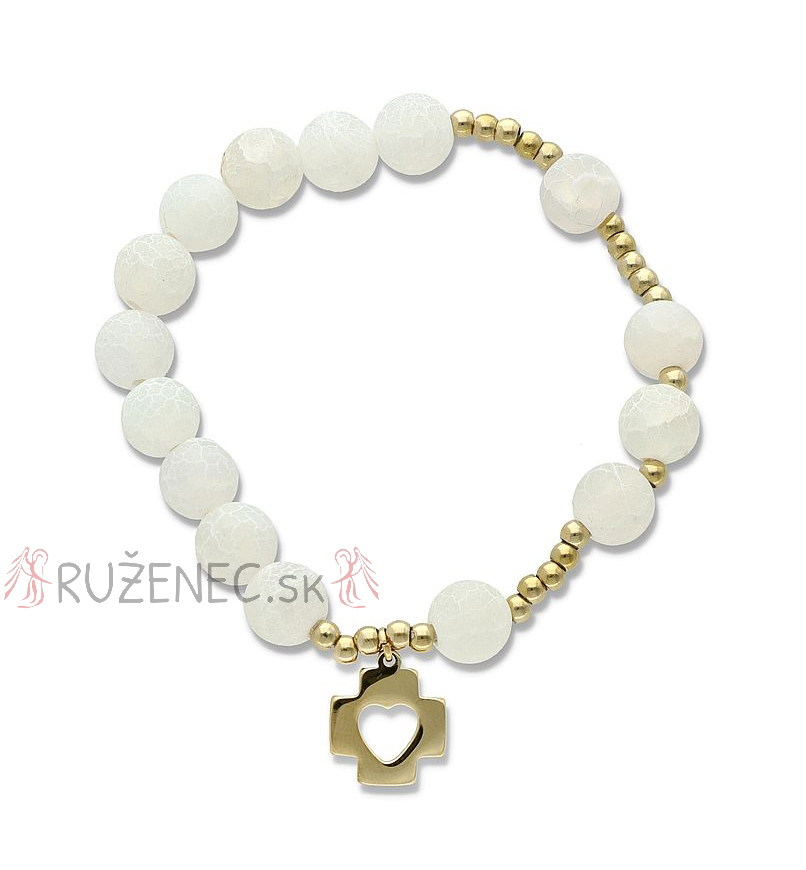 Exclusive Rosary Bracelet on elastic - white agate pearls