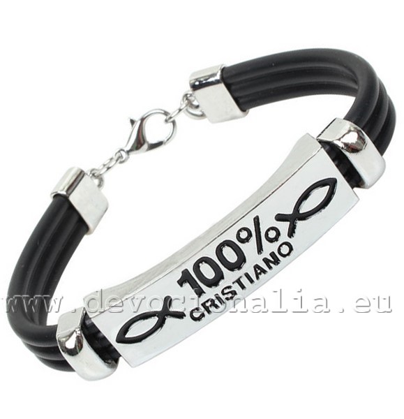 Christian Bracelet with cross - Black - 100%
