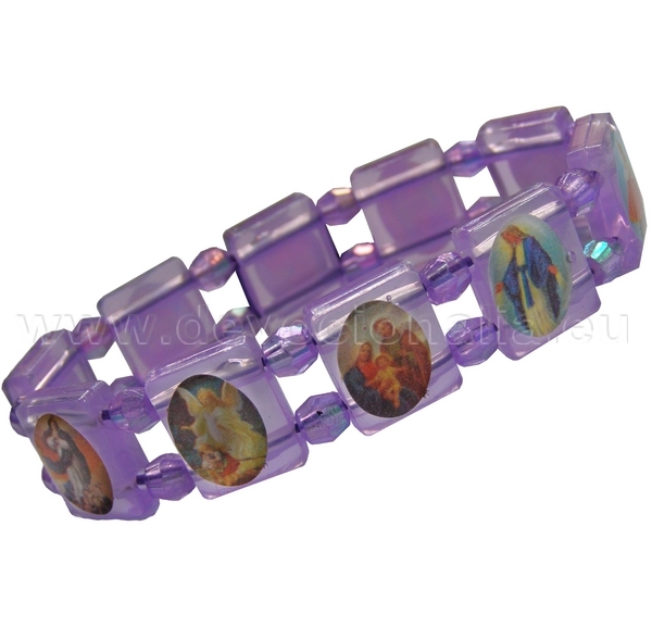 Bracelet with saints - plastic - purple