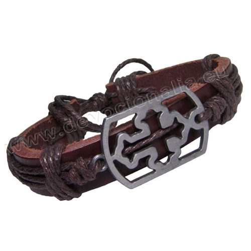 Christian Leather Bracelet - filigran Cross