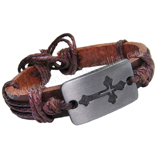 Christian Leather Bracelet - Cross