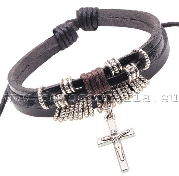Christian Leather Bracelet -  Cross - CI