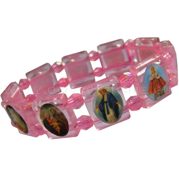 Bracelet with saints - plastic - pink