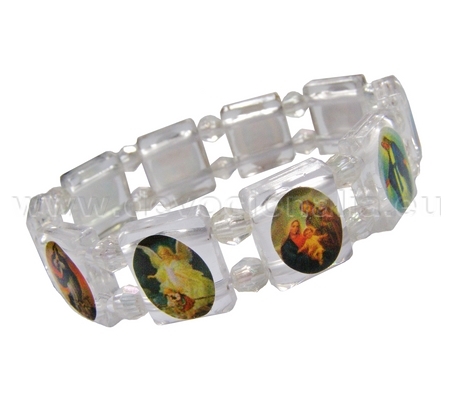 Bracelet with saints - plastic - transparent