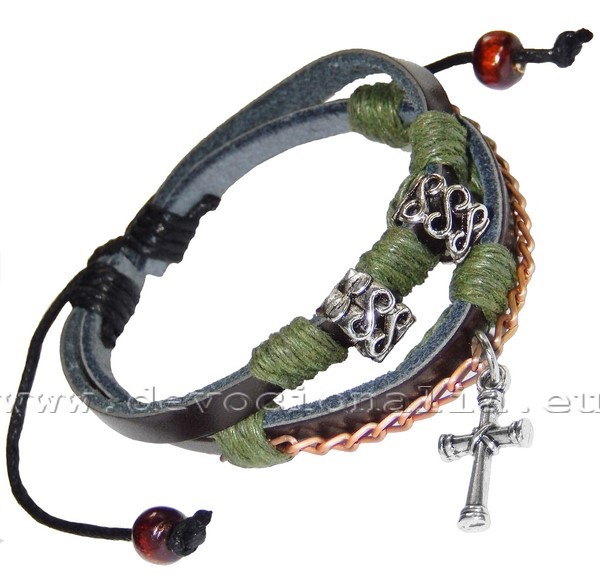 Christian Leather Bracelet -  Cross - CI+Z