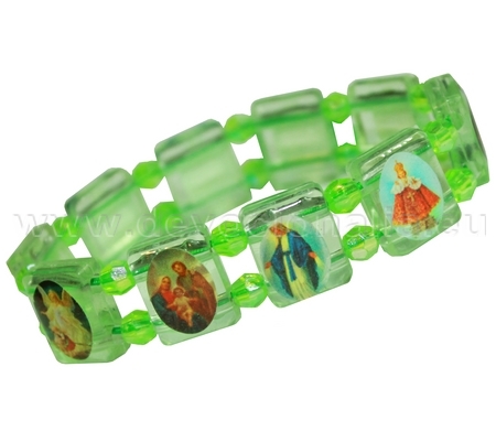 Bracelet with saints - plastic - green