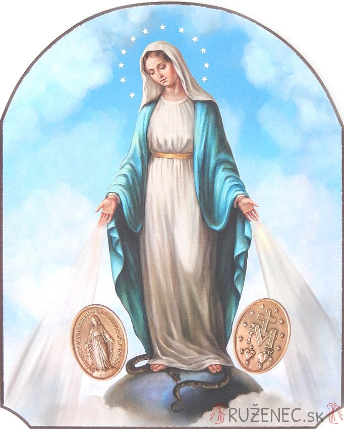 Shaped wall picture 20x25cm - Virgin Mary of Miraculous Medal