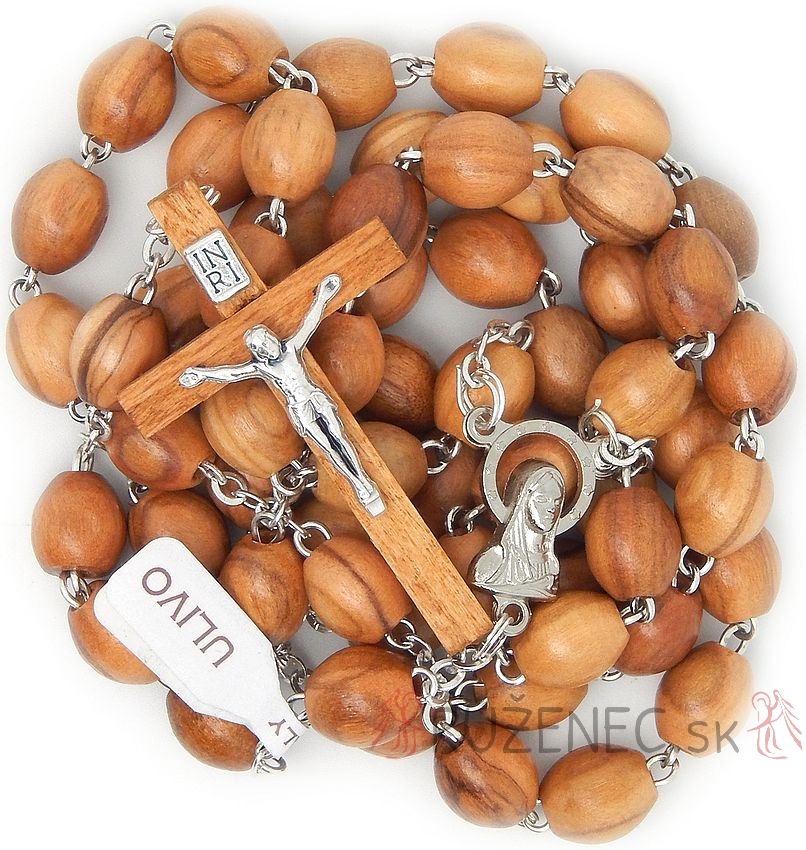 Natural olive wood Rosary - 8x10mm oval beads