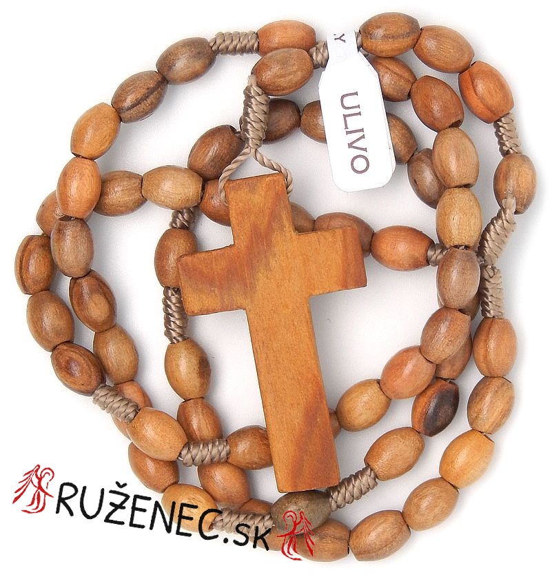 Wood knotted rosary  7x5mm olive wood