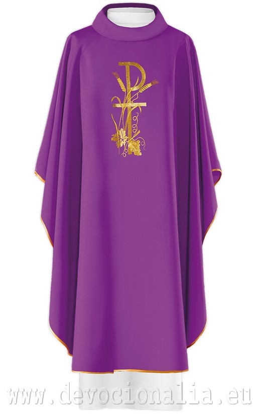Chasuble violet - embroidery cross + ears + wine