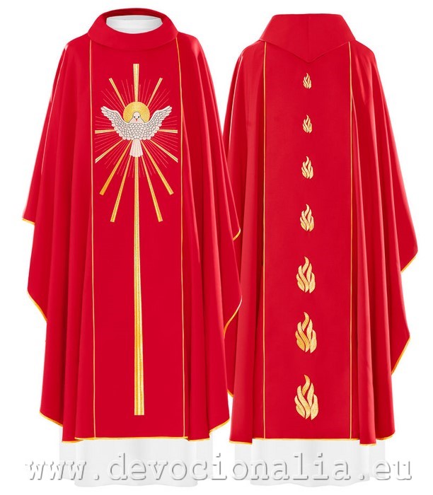 Red Chasuble - embroidery the Holy Ghost  - 015