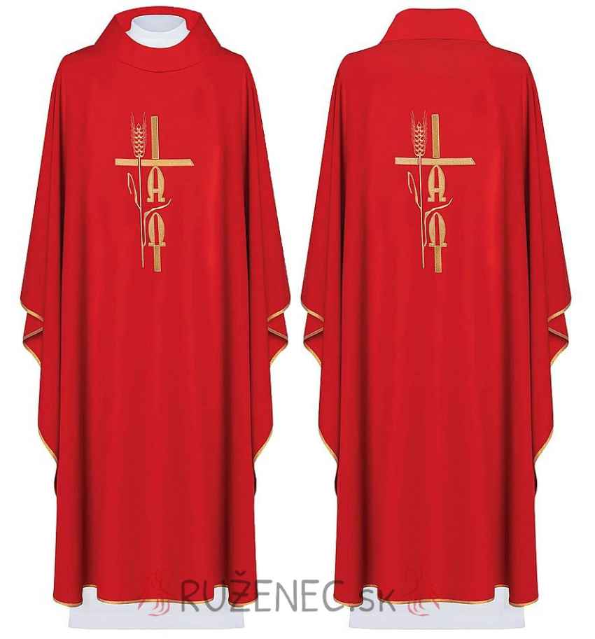 Chasuble red- embroidery A+Ω