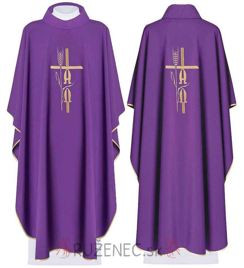 Chasuble violet - embroidery A+Ω