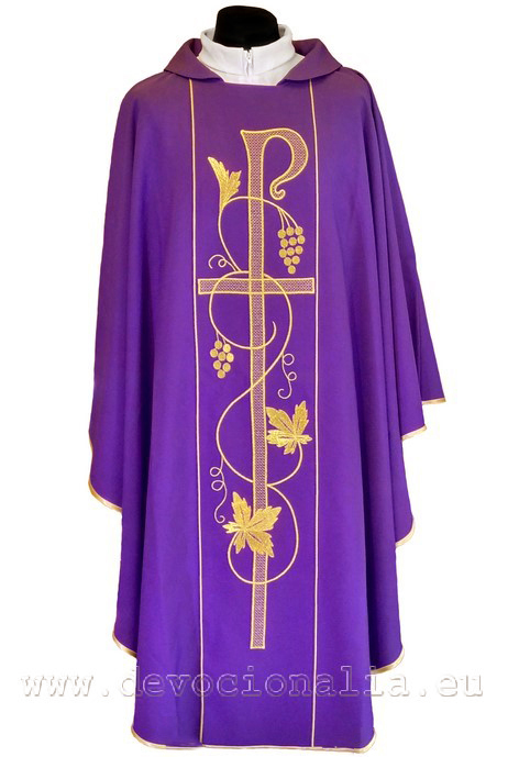 Chasuble violet - embroidery cross + vine