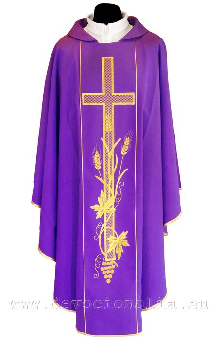 Chasuble violet - embroidery cross + ears