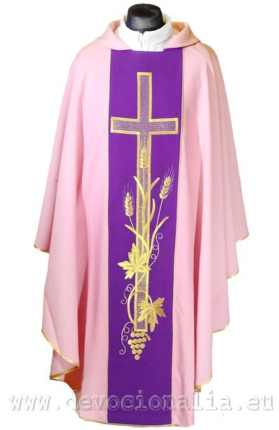 Rose chasuble - embroidery cross + ears