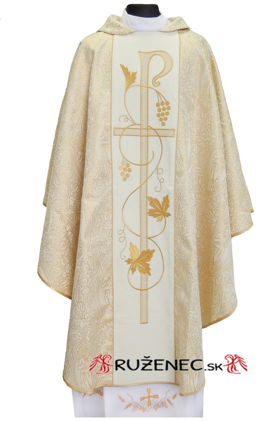 Gold Chasuble - embroidery cross + vine